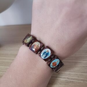 Brown Religious Wooden Bracelet, Saints Bracelet, Catholic Bracelet, Unisex